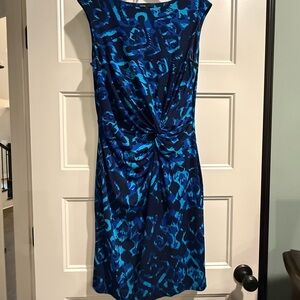 Chaus Blue Ruched Sheath Midi Dress for Cocktail